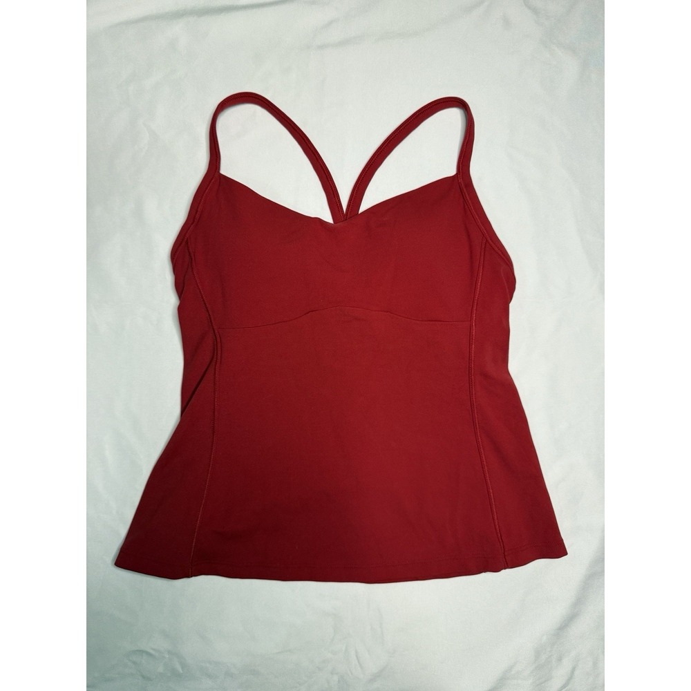 Athleta Women's XS Red V Neck Built In Bra Strappy Yoga Workout Tank Top